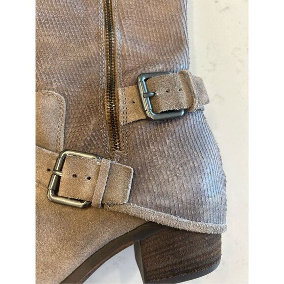 Donald Pliner Dela riding boots gray taupe leather textured size 6 - Picture 4 of 12